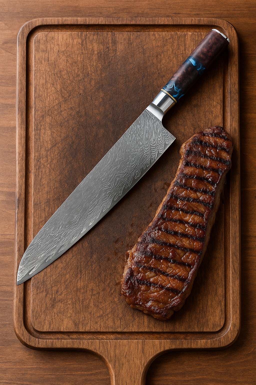 Faca Runas Moxely - Aço Damasco VG10